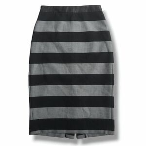 Banana Republic Midi Pencil Skirt Women's 0 Striped Stretch Leather Waist